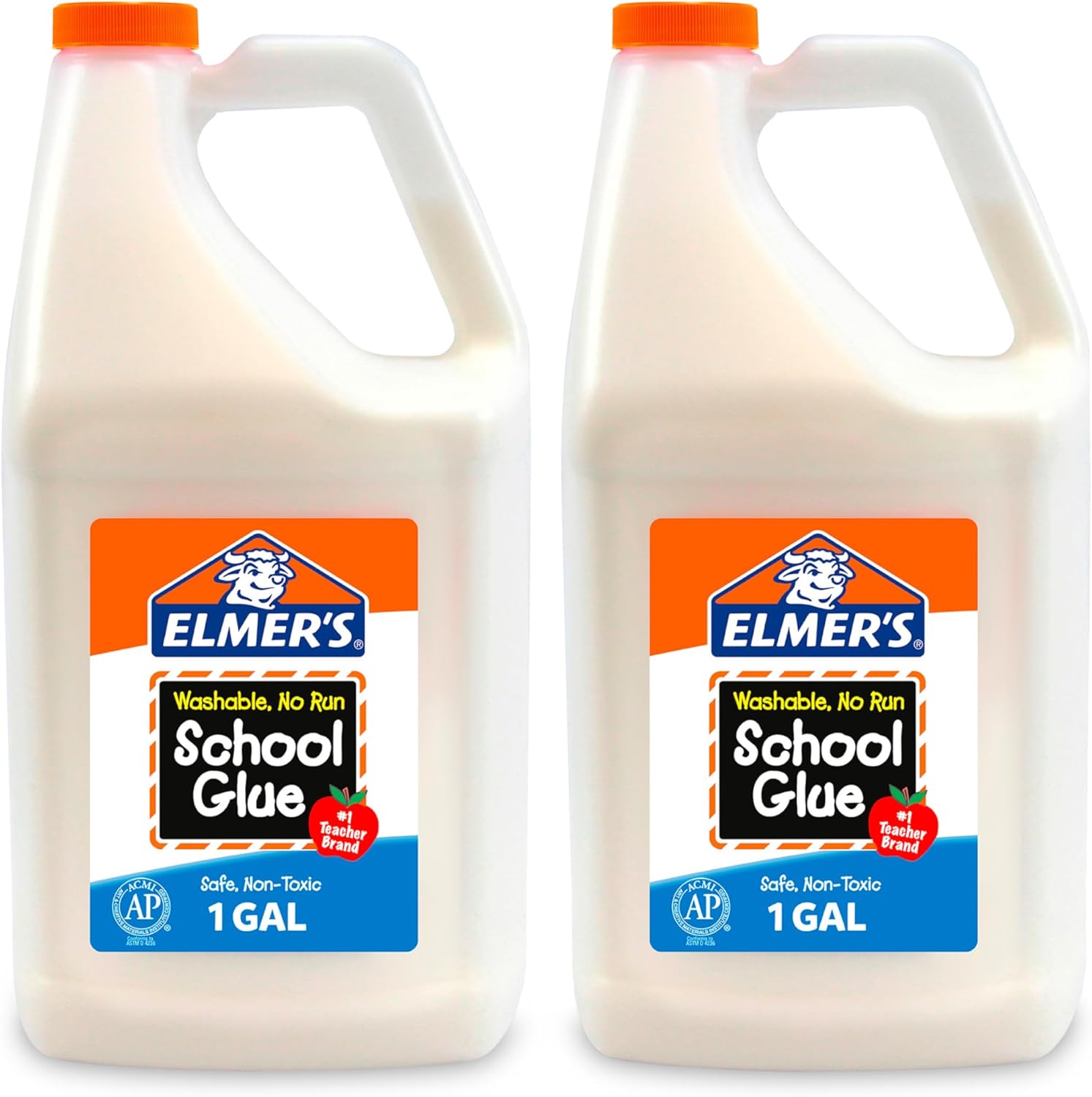 Elmer's White Liquid School Glue, 1 Gallon 2 Count, Washable, #1 Teacher Brand - Arts & Crafts, Teacher Supplies, Great for Making Slime