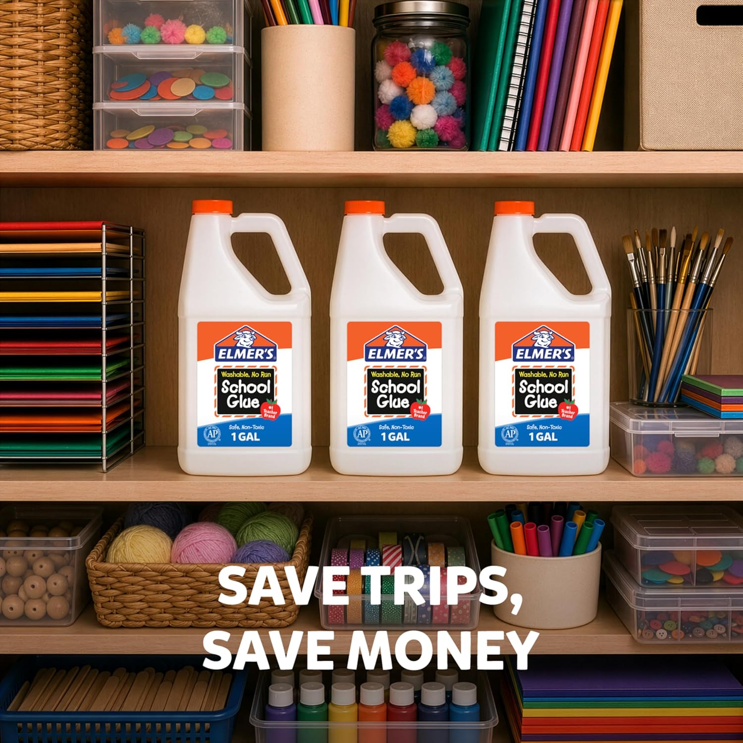 Elmer's White Liquid School Glue, 1 Gallon 2 Count, Washable, #1 Teacher Brand - Arts & Crafts, Teacher Supplies, Great for Making Slime - Image 5