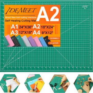 Density-upgraded 18" x 24" Self Healing Sewing Mat, Idemeet Rotary Sewing Mat for Crafts, 5-Ply Cut Board for Fabric Leather Cutting Quilting Modeling Hobby Project, Scale Size 18" x 24", Green