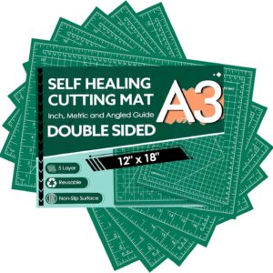 5 Packs Self Healing Cutting Mat 12" x 18" Rotary Cutting Sewing Mat A3, 5-Ply Cutting Board for Fabric Crafting Sewing Scrapbooking Quilting and Precision Cutting